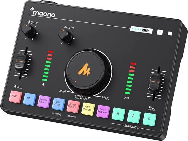 Main image of MAONO Streaming Audio Mixer, Audio Interface with Pro-preamp, Bluetooth, Built-in Battery, 48V Phantom Power for Live Streaming, Podcasting, Gaming MaonoCaster AMC2 NEO (MATTE BLACK)