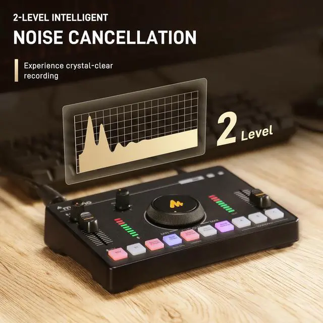 Alt view image 5 of 7 - MAONO Streaming Audio Mixer, Audio Interface with Pro-preamp, Bluetooth, Built-in Battery, 48V Phantom Power for Live Streaming, Podcasting, Gaming MaonoCaster AMC2 NEO (MATTE BLACK)