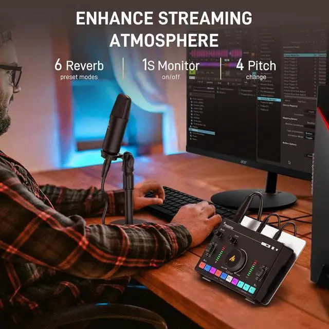 Alt view image 6 of 7 - MAONO Streaming Audio Mixer, Audio Interface with Pro-preamp, Bluetooth, Built-in Battery, 48V Phantom Power for Live Streaming, Podcasting, Gaming MaonoCaster AMC2 NEO (MATTE BLACK)