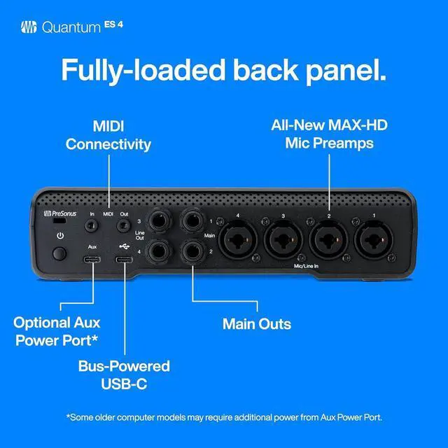 Alt view image 5 of 7 - PreSonus Quantum ES 4 4 x 4, 24-bit / 192 kHz USB-C Audio Interface With 6-Month Studio One+ Membership Included