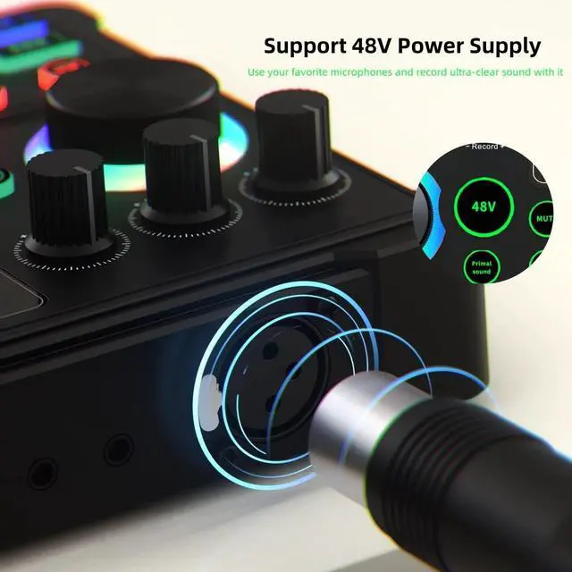 Alt view image 5 of 7 - Podcast Equipment Bundle, 48V XLR Podcast Microphone Bundle, Voice Changer with Adjustable Mic Stand, Studio Condenser Microphone for Smartphone, PC, DJ, Video Recording, Streaming, Gaming and Singing