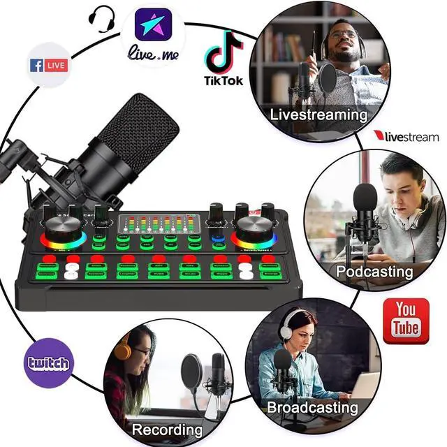 Alt view image 6 of 7 - Podcast Equipment Bundle, 48V XLR Podcast Microphone Bundle, Voice Changer with Adjustable Mic Stand, Studio Condenser Microphone for Smartphone, PC, DJ, Video Recording, Streaming, Gaming and Singing