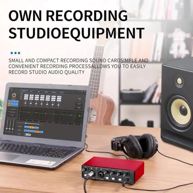 Alt view image 6 of 6 - AI-04 2x2 Audio Interface | Premium Mic Pre-Amps | 48V Phantom Power Support | 24-bit/192kHz High Fidelity Recording | XLR/MIC/LINE inputs | Plug and Play-No Drivers | Metal Body | Red