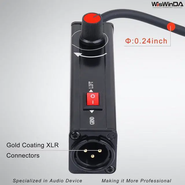 Alt view image 4 of 7 - Pro101A AUX to XLR Isolation Box with Volume Controller and Ground Lift Switch Build-in Cord Length 3.3ft with Detachable 3.5mm Aux Gold Coating Plug (Pro 101A Aux-XLR)
