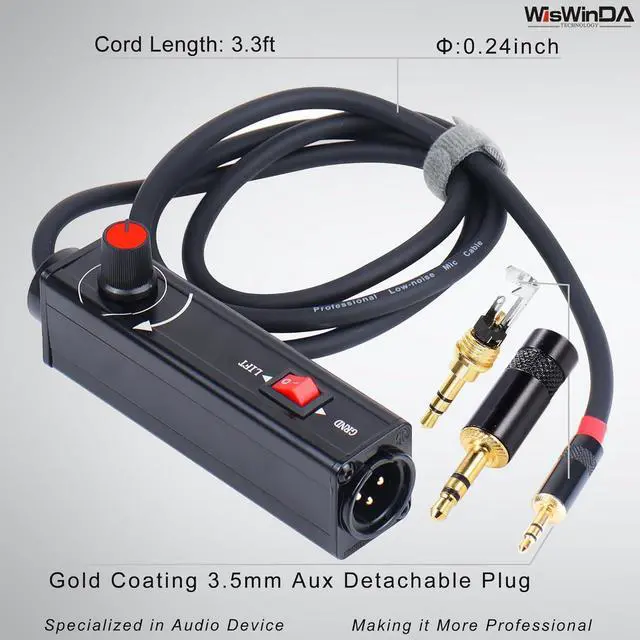 Alt view image 5 of 7 - Pro101A AUX to XLR Isolation Box with Volume Controller and Ground Lift Switch Build-in Cord Length 3.3ft with Detachable 3.5mm Aux Gold Coating Plug (Pro 101A Aux-XLR)