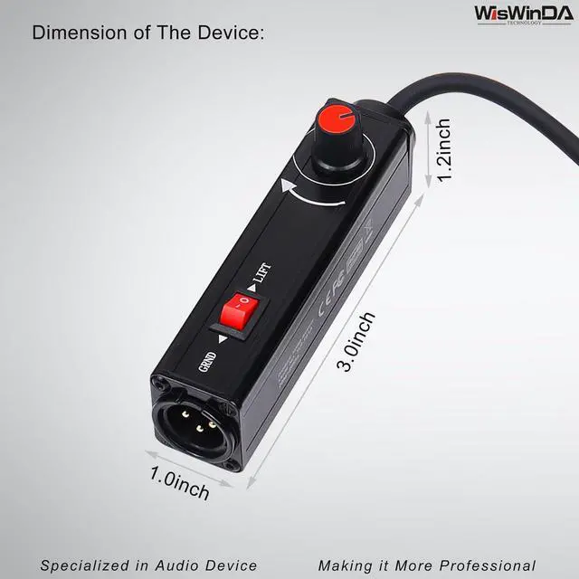 Alt view image 6 of 7 - Pro101A AUX to XLR Isolation Box with Volume Controller and Ground Lift Switch Build-in Cord Length 3.3ft with Detachable 3.5mm Aux Gold Coating Plug (Pro 101A Aux-XLR)