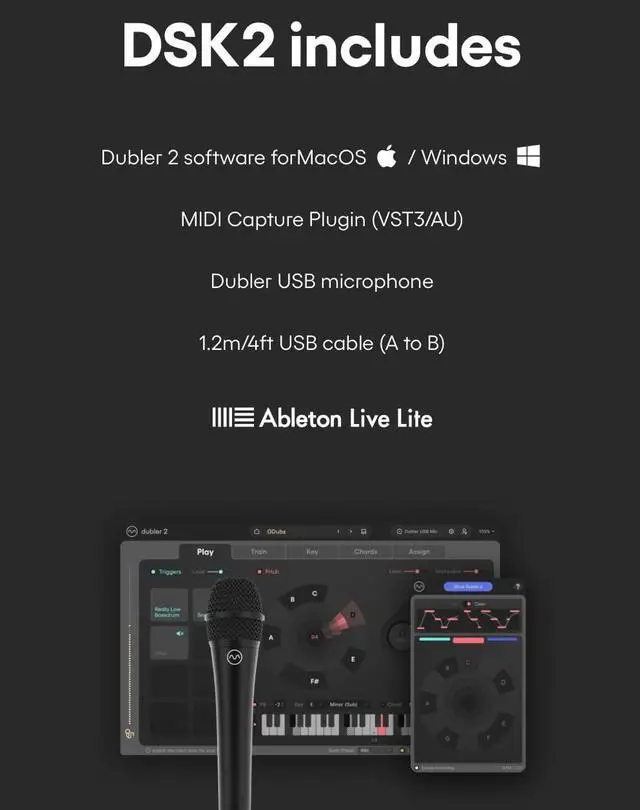 Alt view image 5 of 5 - Dubler Studio Kit 2, Voice to Midi Controller, Production Software Included, Full Studio Bundle