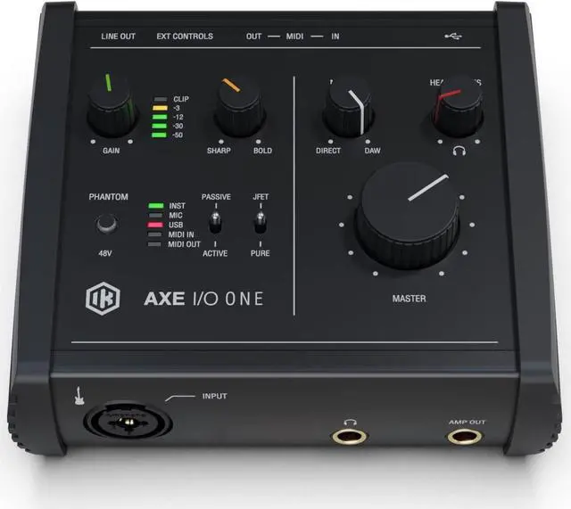 Main image of IK Multimedia AXE I/O One - Professional USB Audio Interface with Z-TONE advanced guitar tone shaping, AmpliTube and TONEX software included, high-resolution recording studio equipment