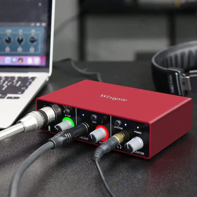 Alt view image 5 of 6 - USB Audio Interface Solo(24Bit/192kHz)+48V Phantom Power for Computer Recording Podcasting and Streaming Plug and Play Noise-Free Wrugste XLR Audio Interface for PC No Software Included