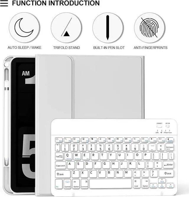 Alt view image 2 of 7 - for iPad 10th Generation Case with Keyboard 10.9 inch 2022, Detachable Wireless Bluetooth iPad Keyboard Case Thin & Light with Built-in Left Side Pencil Holder Auto Wake/Sleep (Gray
