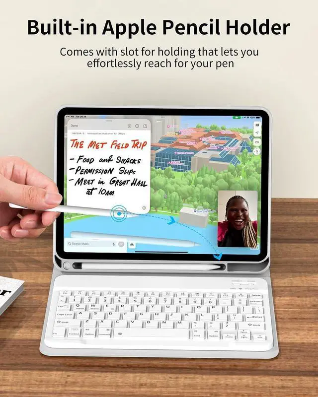 Alt view image 5 of 7 - for iPad 10th Generation Case with Keyboard 10.9 inch 2022, Detachable Wireless Bluetooth iPad Keyboard Case Thin & Light with Built-in Left Side Pencil Holder Auto Wake/Sleep (Gray