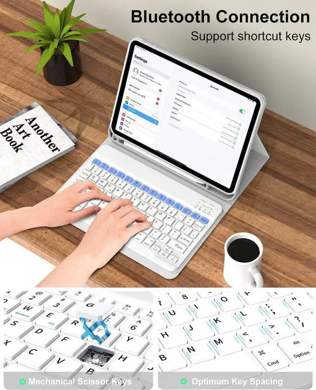 Alt view image 7 of 7 - for iPad 10th Generation Case with Keyboard 10.9 inch 2022, Detachable Wireless Bluetooth iPad Keyboard Case Thin & Light with Built-in Left Side Pencil Holder Auto Wake/Sleep (Gray