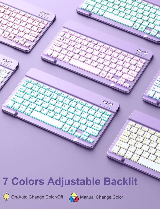 Alt view image 4 of 7 - iPad 9th Generation Case with Keyboard 10.2 Inch - Backlit Wireless Detachable Folio Cover with Pencil Holder for iPad 8th Gen / 7th Gen/iPad Pro 10.5" / iPad Air 3rd Gen (Purple)