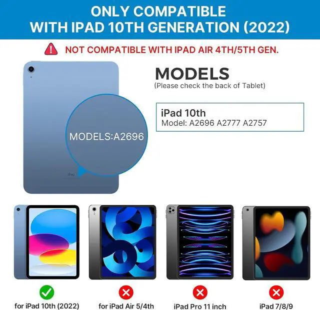 Alt view image 2 of 7 - Touch iPad 10th Generation Case with Keyboard (10.9", 2022), Multi-Touch Trackpad, 10 Color Backlight, 360° Rotatable, Thin & Light for Apple iPad 10th Gen 10.9