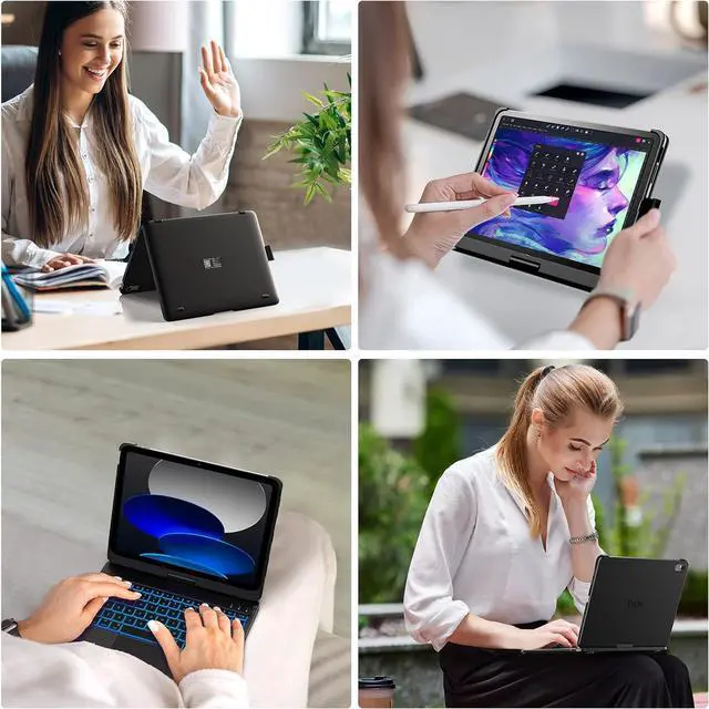 Alt view image 7 of 7 - Touch iPad 10th Generation Case with Keyboard (10.9", 2022), Multi-Touch Trackpad, 10 Color Backlight, 360° Rotatable, Thin & Light for Apple iPad 10th Gen 10.9