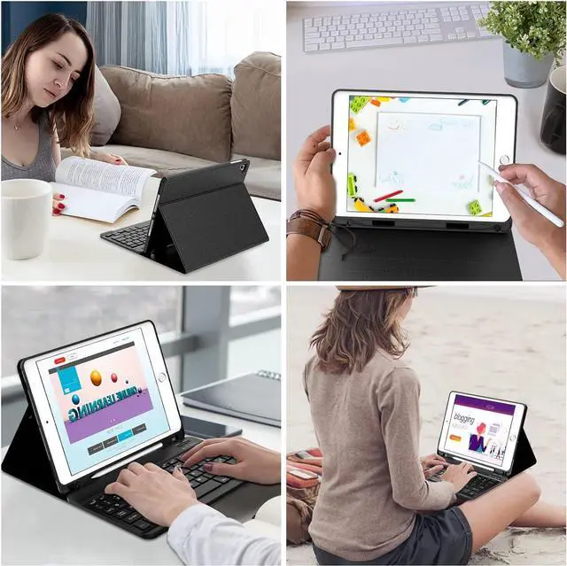 Alt view image 6 of 7 - For iPad 9th 8th 7th Generation Keyboard Case 10.2 inch - Detachable Bluetooth Keyboard Protective Folio Stand Cover with Pencil Holder, for iPad 10.2'/iPad Air 10.5"(3rd Gen)/iPad Pro 10.5"