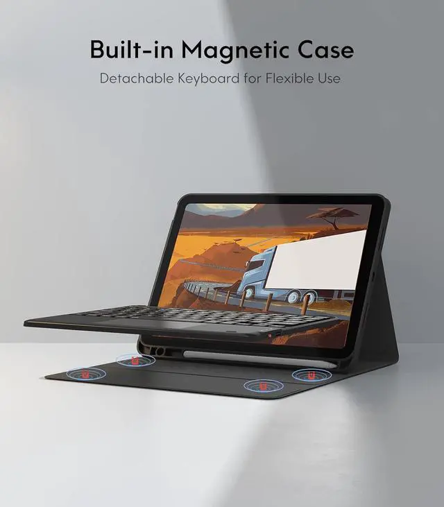 Alt view image 5 of 7 - Touchpad iPad 10th Generation Case with Keyboard (10.9", 2022), 7 Color Backlight, Multi-Touch Trackpad, Flip Stand Case with Pencil Holder, 2 Bluetooth Channels for New iPad 10th 2022, Black
