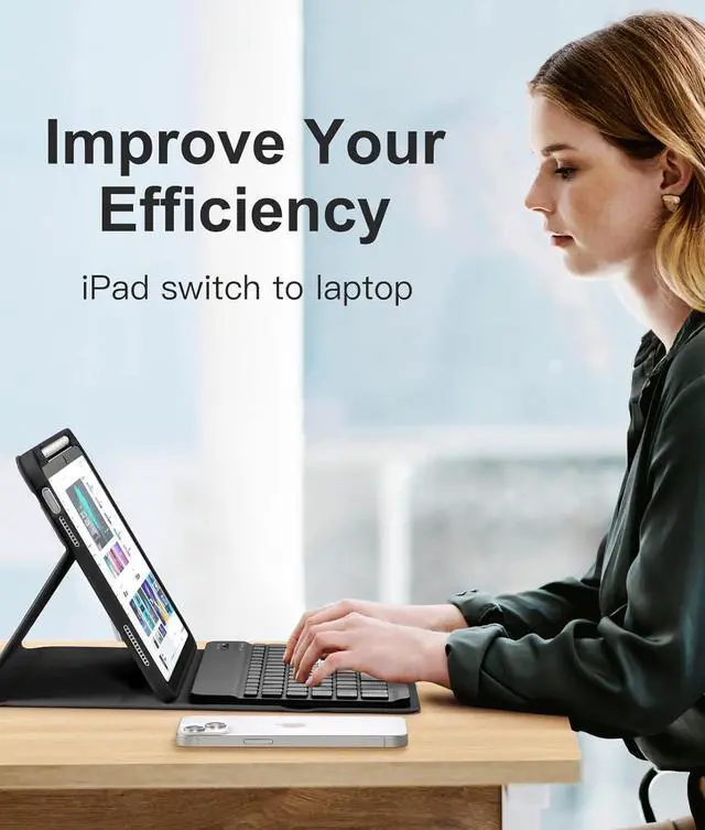 Alt view image 7 of 7 - Keyboard Case for iPad 11th 10th Generation Case with Keyboard - 7 Colors Backlit Wireless Detachable Folio Keyboard Cover with Pencil Holder for iPad 11-inch A16 2025 10th Gen 10.9 Inch 2022 (Black)