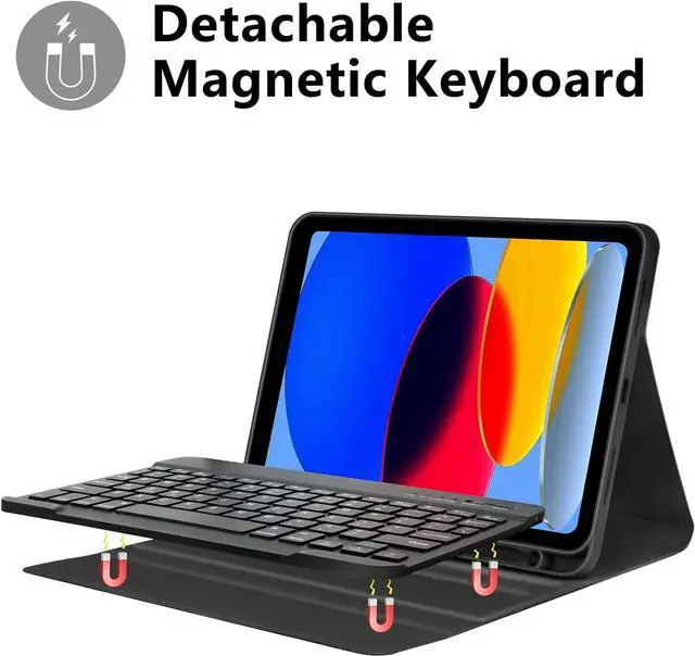 Alt view image 4 of 7 - COO Keyboard Case for iPad 10th Generation (2022), Wireless Detachable Keyboard with Premium Protective Cover with Pencil Holder for Apple iPad 2022 10.9 Inch