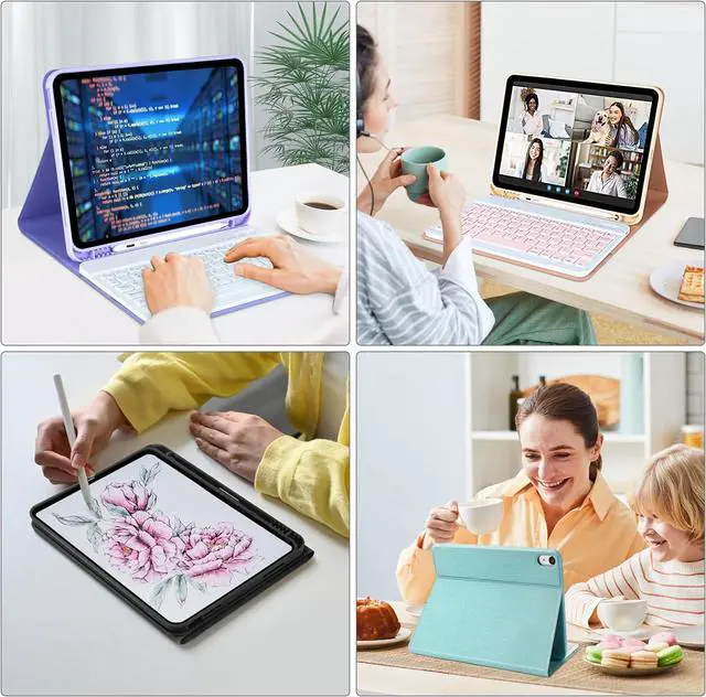 Alt view image 7 of 7 - COO Keyboard Case for iPad 10th Generation (2022), Wireless Detachable Keyboard with Premium Protective Cover with Pencil Holder for Apple iPad 2022 10.9 Inch