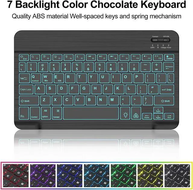 Alt view image 3 of 7 - BORIYUAN New iPad 10.2 9th 8th 7th Generation 2021 Keyboard Case, 7 Colors Backlit Detachable Keyboard Slim Leather Folio Smart Cover for iPad 10.2 Inch/iPad Air 10.5"(3rd Gen)/iPad Pro 10.5"  Black