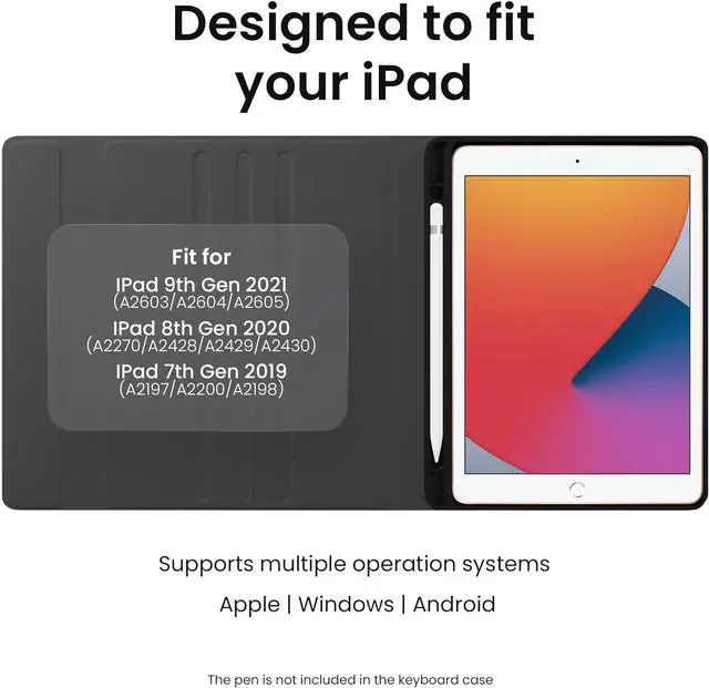 Alt view image 3 of 7 - iPad 9th Generation Case With Keyboard 10.2"- 9th Generation iPad Case With Keyboard - Premium iPad Keyboard Case 9th Generation for iPad 9th/8th/7th Gen, 10.2 Inch iPad Case With Keyboard - Black