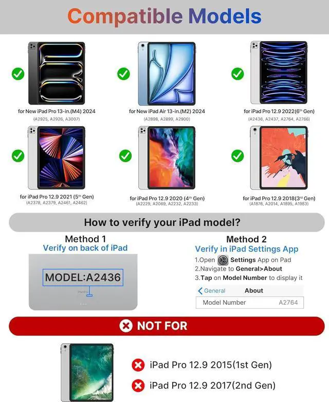 Alt view image 2 of 7 - Keyboard Case for iPad Pro 13-inch (M4, 2024) & iPad Air 13-inch (M2), Trackpad, 360° Rotatable, Wireless Keyboard, 11-Colors Backlit for iPad Pro 12.9 (6th/5th/4th/3rd Gen), Space Black