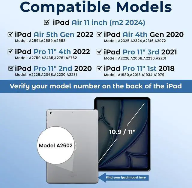 Alt view image 3 of 7 - Keyboard Case for iPad Pro 2022 11-inch(4th Gen),Air 5th 4th Gen 2022/2020, Pro 11 1st/2nd/3rd 2018/2020/2021, 10.9 inch Case with Pencil Holder, Backlit Detachable BT Keyboard, Smart Folio(Black)