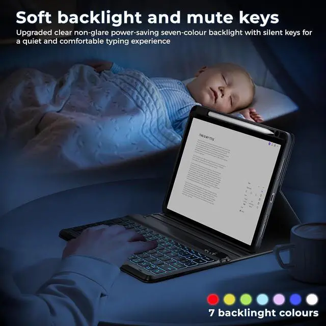 Alt view image 4 of 7 - Keyboard Case for iPad Pro 2022 11-inch(4th Gen),Air 5th 4th Gen 2022/2020, Pro 11 1st/2nd/3rd 2018/2020/2021, 10.9 inch Case with Pencil Holder, Backlit Detachable BT Keyboard, Smart Folio(Black)