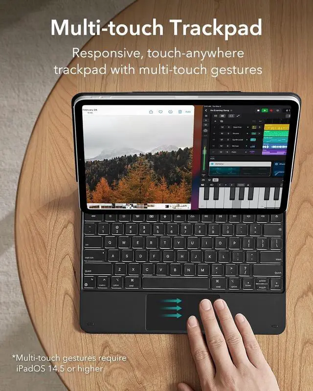 Alt view image 4 of 7 - ESR iPad Air 13 Inch Case Keyboard(M2, 2024), Easy-Set Floating Cantilever Stand for iPad Pro 12.9 inch (3/4/5/6th Gen), Precision Multi-Touch Trackpad, Multi-Color Backlit Keys, Magic Keyboard, Black