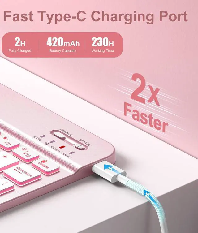 Alt view image 3 of 7 - iPad 10th Generation Case with Keyboard 10.9 Inch - 7 Colors Backlit Detachable Folio Wireless Keyboard Cover with Pencil Holder for New iPad 10th Gen 2022 (Light Pink)