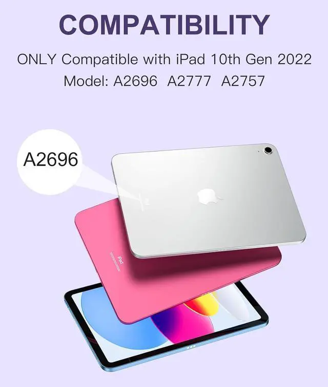 Alt view image 2 of 7 - iPad 10th Generation Case with Keyboard (10.9", 2022), Smart Keyboard Folio Cover with Pencil Holder, Multi-Touch Trackpad, 7 Color Backlit, Detachable Keyboard for iPad 10th Gen (Navy Blue)