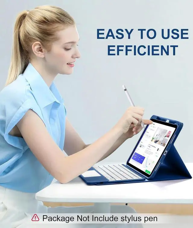 Alt view image 7 of 7 - iPad 10th Generation Case with Keyboard (10.9", 2022), Smart Keyboard Folio Cover with Pencil Holder, Multi-Touch Trackpad, 7 Color Backlit, Detachable Keyboard for iPad 10th Gen (Navy Blue)