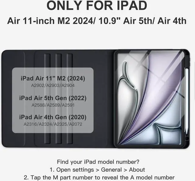 Alt view image 2 of 7 - iPad Air 11-inch M2/ 10.9 Inch Air 5th 4th Generation Case with Keyboard - Backlit Wireless Detachable, Folio Cover with Pencil Holder for iPad Air 11 2024/ Air 5 2022/ Air 4 (Black)