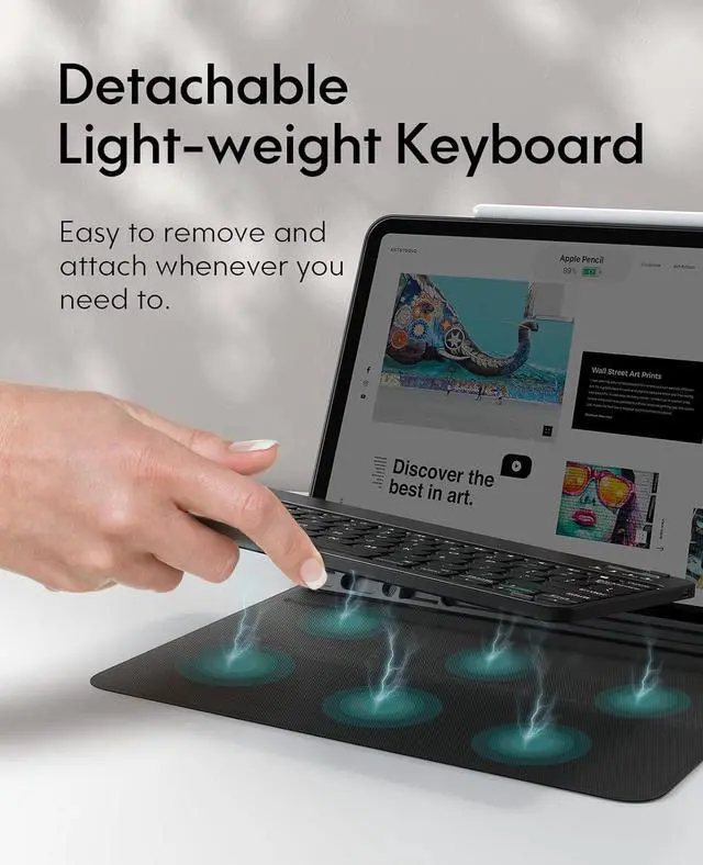 Alt view image 3 of 7 - iPad Keyboard Case for iPad Pro 12.9 inch (3rd, 4th, 5th, 6th Generation) - Wireless Detachable - with Pencil Holder for 2022 iPad Pro 12.9, Black