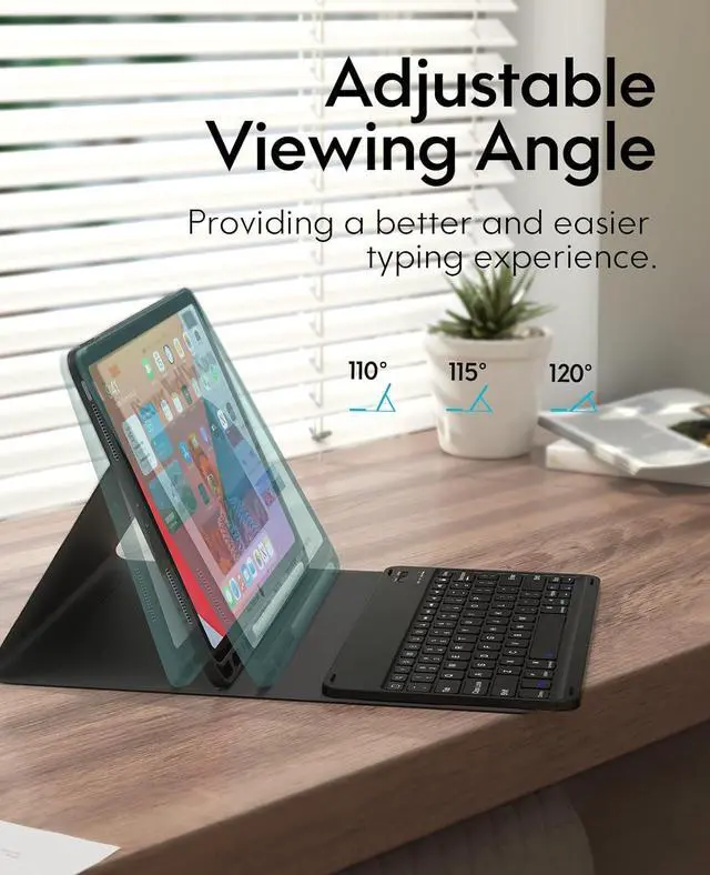 Alt view image 4 of 7 - iPad Keyboard Case for iPad Pro 12.9 inch (3rd, 4th, 5th, 6th Generation) - Wireless Detachable - with Pencil Holder for 2022 iPad Pro 12.9, Black