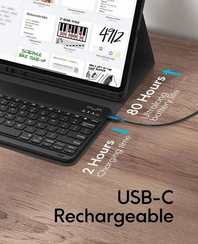 Alt view image 6 of 7 - iPad Keyboard Case for iPad Pro 12.9 inch (3rd, 4th, 5th, 6th Generation) - Wireless Detachable - with Pencil Holder for 2022 iPad Pro 12.9, Black