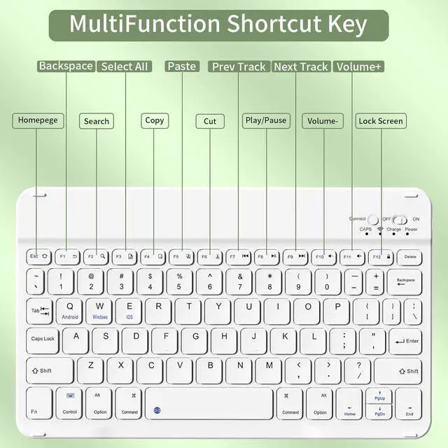 Alt view image 4 of 7 - Case for iPad 9th/8th/7th Generation 10.2 inch, Stand Folio Detachable Wireless Bluetooth Keyboard Cover Soft TPU Back Case with Pencil Holder for iPad 10.2 2021/2020/2019, Light Green