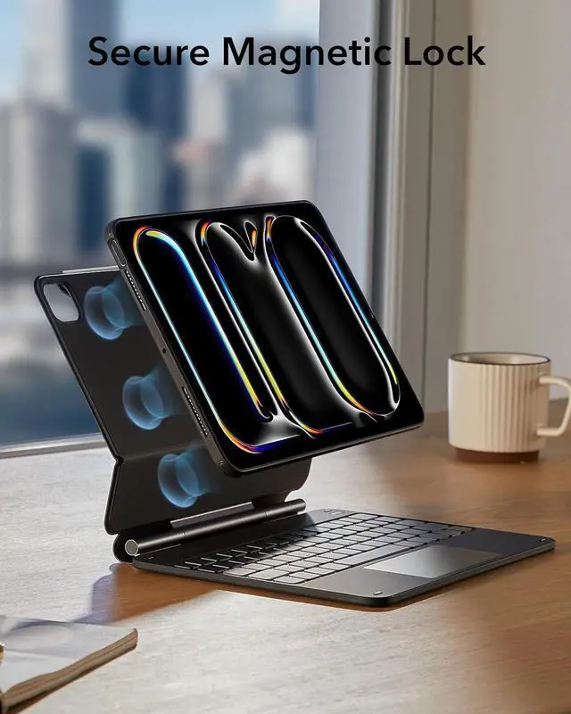 Alt view image 7 of 7 - ESR iPad Pro 11 Inch Case with Keyboard (M4, 2024), iPad Pro 11(5th Gen) Keyboard Case with Easy-Set Magnetic Stand, Portrait/Landscape Modes, Removable Protective Case, Rebound 360 Series, Black