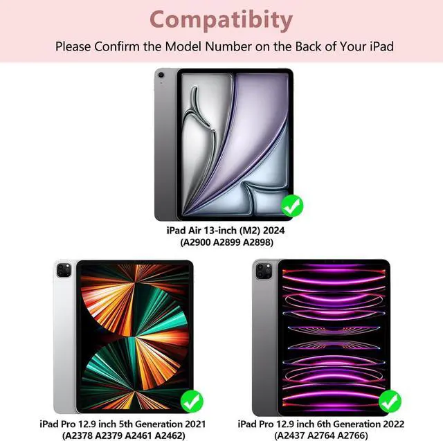 Alt view image 2 of 7 - iPad Keyboard Case for iPad Pro 12.9 inch (5th, 6th Generation) & NEW iPad Air 13 inch M2 (Only Applies to 3 iPads Model) - Wireless Detachable Keyboard- Pencil Holder, with Auto Sleep/Wake Function