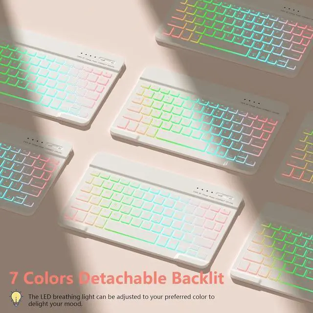 Alt view image 4 of 7 - For iPad 9th Generation Keyboard Case 10.2"2021/(8th Gen) 2020/(7th Gen)2019,7 Colors Backlit Keyboard Case for iPad 10.2" /iPad Air 3 10.5"(3rd Gen)/iPad Pro 10.5" with Pencil Holder(Champagne)