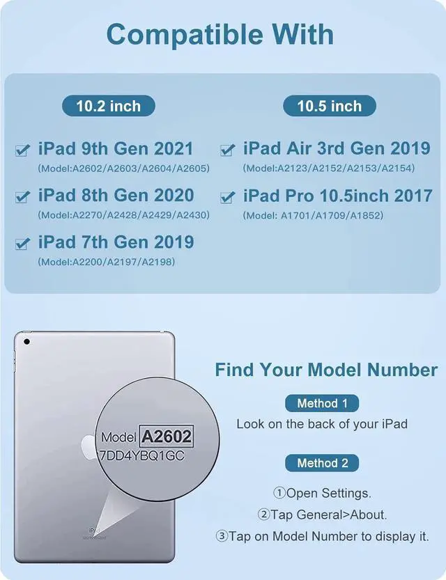 Alt view image 2 of 8 - For iPad 9th/8th/7th Generation Case with Keyboard 10.2 Inch - 7 Colors Backlit Wireless Detachable Folio Keyboard Cover with Pencil Holder for iPad Pro 10.5" / iPad Air 3rd Gen (Sky Blue)