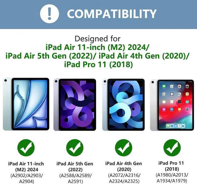 Alt view image 2 of 7 - iPad Air 5th/4th Generation Case with Keyboard, Keyboard Case for iPad Air 11-inch (M2) 2024/iPad Pro 11 2018, Detachable Bluetooth Keyboard Tablet Case with Pencil Holder(Sky Blue)