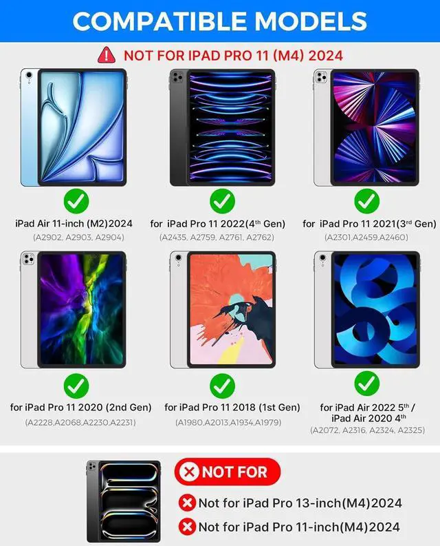 Alt view image 2 of 7 - Touch Keyboard Case for 2024 iPad Air 11-inch (M2) & iPad Pro 11(4th/3rd/2nd/1st Gen):Multi-Touch Trackpad & 11 Colors Backlight & 360°Rotatable,Thin & Light for iPad Air 5th & 4th Gen,Black