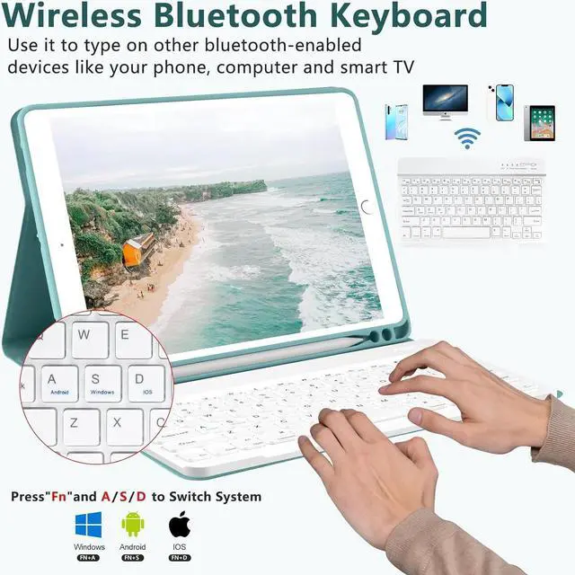Alt view image 3 of 7 - iPad 9th Gen 2021 Case with Keyboard 10.2 inch, iPad 8th Gen 2020/iPad 7th Gen 2019/iPad Air 3/iPad Pro 10.5 Keyboard Case, Detachable Wireless Bluetooth Keyboard with Pencil Holder for iPad 2021 9th
