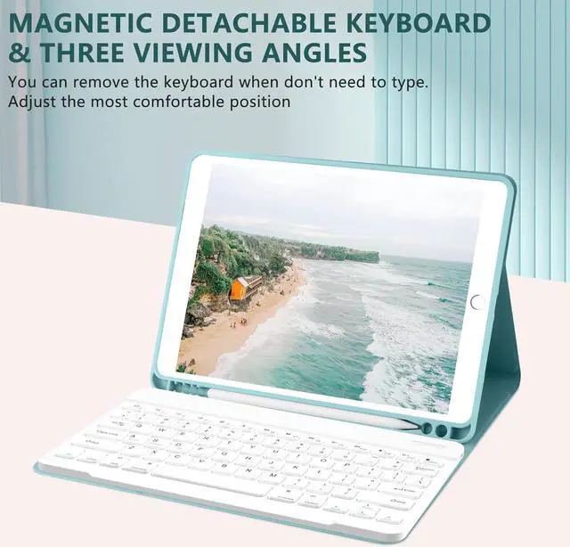 Alt view image 5 of 7 - iPad 9th Gen 2021 Case with Keyboard 10.2 inch, iPad 8th Gen 2020/iPad 7th Gen 2019/iPad Air 3/iPad Pro 10.5 Keyboard Case, Detachable Wireless Bluetooth Keyboard with Pencil Holder for iPad 2021 9th