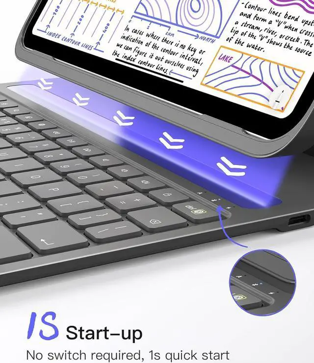 Alt view image 4 of 7 - Inateck iPad 10th Gen Case with Keyboard, Ultralight iPad Keyboard Case for iPad 10 Gen 2022,iPad Air 6 2024 11",iPad Air 5/4(2022/2020)10.9",iPad Pro 11 4/3/2/1,QWERTY,with Pencil Holder,BK2007 Gray