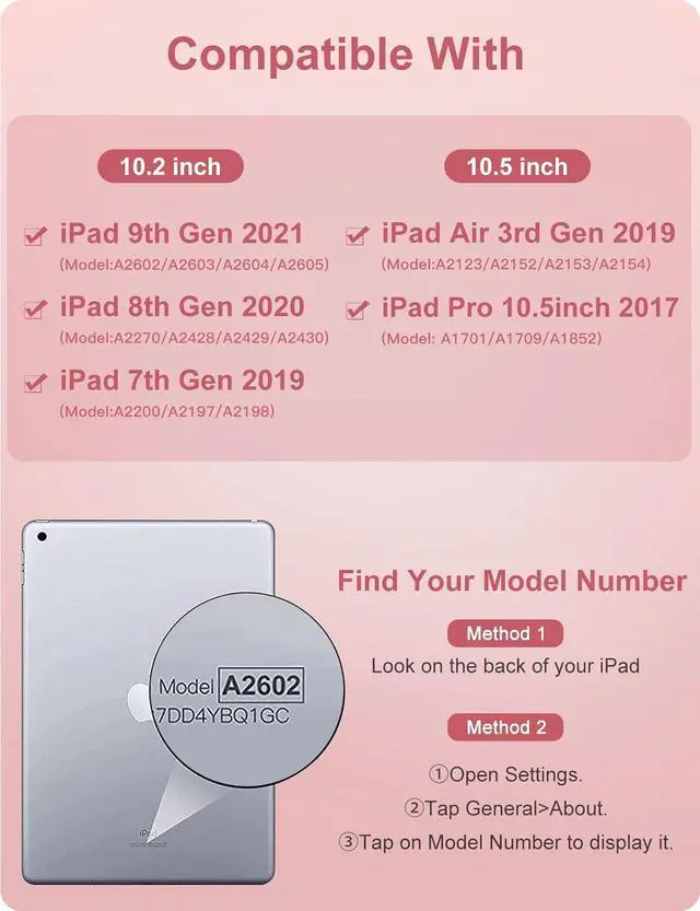 Alt view image 2 of 7 - Keyboard Case for iPad 9th Generation /8th Gen/7th Gen 10.2 Inch - Backlit Detachable Wireless Stand Folio Keyboard Cover with Pencil Holder for iPad Pro 10.5" / iPad Air 3rd Gen (Pink)