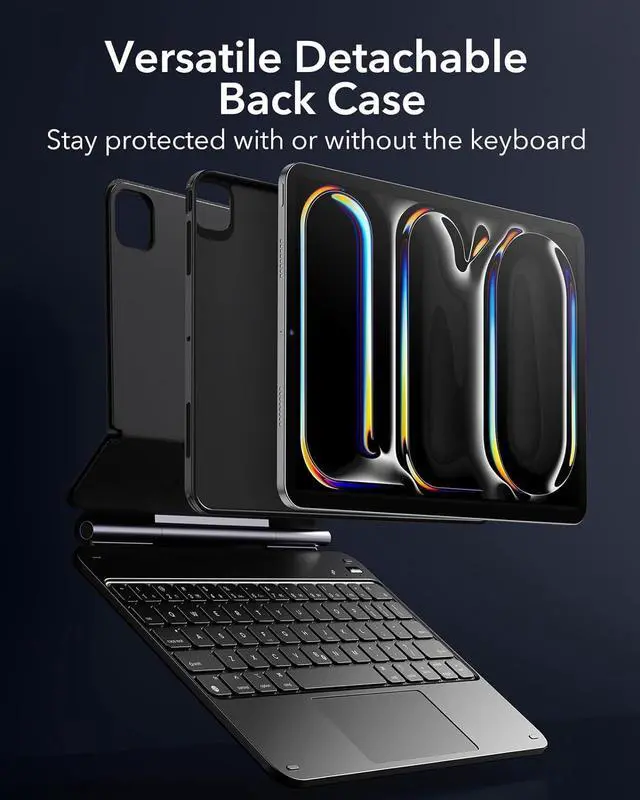 Alt view image 4 of 7 - ESR iPad Pro 11 Inch Case with Keyboard (M4, 2024), iPad Pro 11(5th Gen) Keyboard Case with Easy-Set Magnetic Stand, Portrait/Landscape Modes, Removable Protective Case, Rebound 360 Series, Black