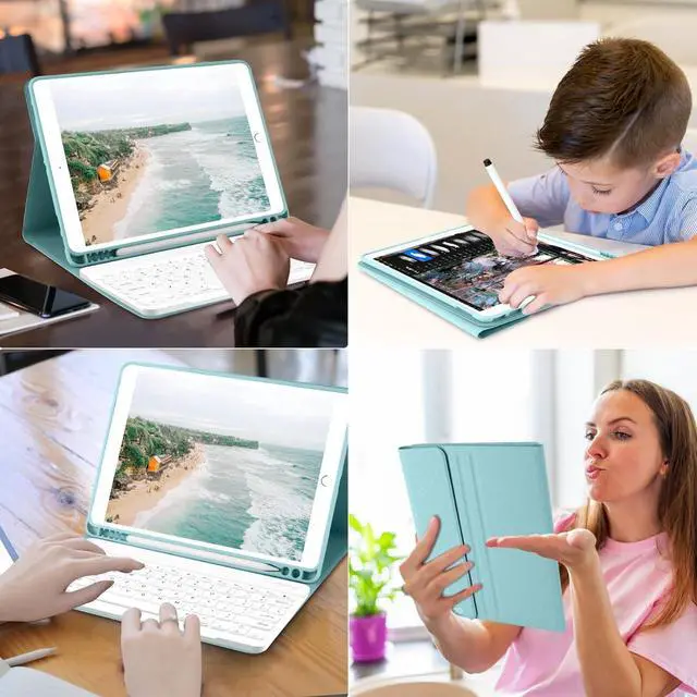 Alt view image 6 of 7 - iPad 9th Gen 2021 Case with Keyboard 10.2 inch, iPad 8th Gen 2020/iPad 7th Gen 2019/iPad Air 3/iPad Pro 10.5 Keyboard Case, Detachable Wireless Bluetooth Keyboard with Pencil Holder for iPad 2021 9th